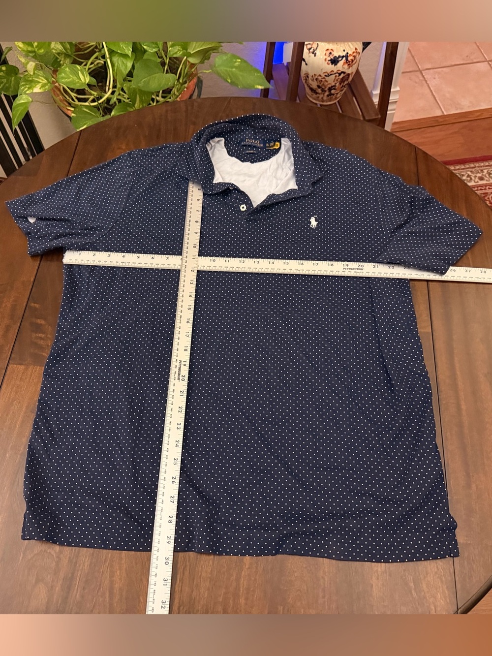 Polo by Ralph Lauren Navy Polo with White Micro Dot Pattern